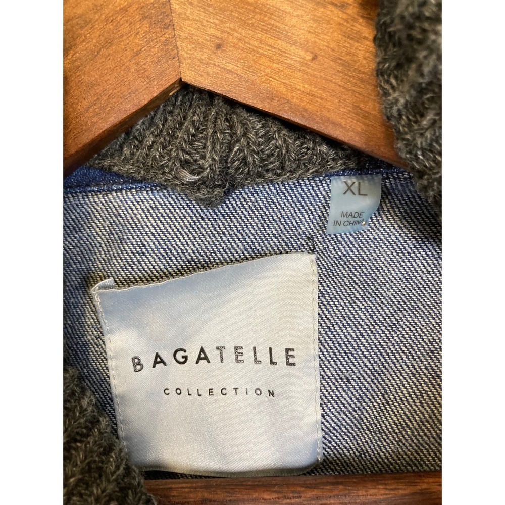 Layered Aesthetic Bagatelle Women XL Blue Denim Knit‎ Trim Snap Button Jacket - Picture 3 of 12